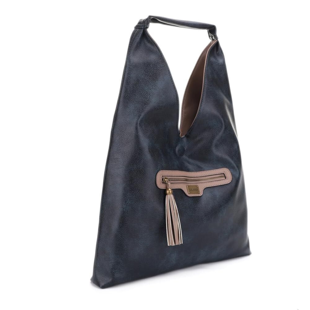 4962 Tess Reversible Hobo Bag in Indigo - Vegan Leather Hobo Purses , Large